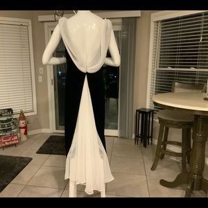 Night Way Collections Black and White Backless Dress